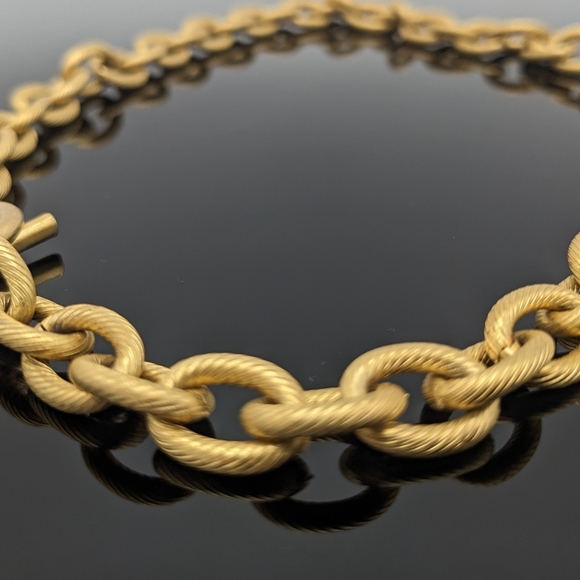 17" necklace Oval Links Textured gold tone - Picture 4 of 5